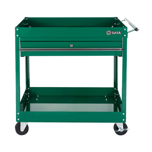 Xe đẩy dụng cụ SATA 95108A 1 ngăn kéo, 2 tầng, tải trọng 150kg, màu xanh lá.