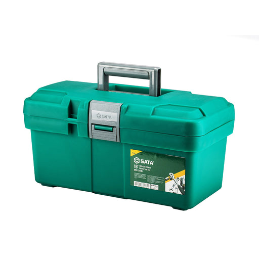 Thùng nhựa đựng dụng cụ SATA 95162, 16 inch, màu xanh lá, nhựa PP gia cường, khóa ABS, có khay phụ