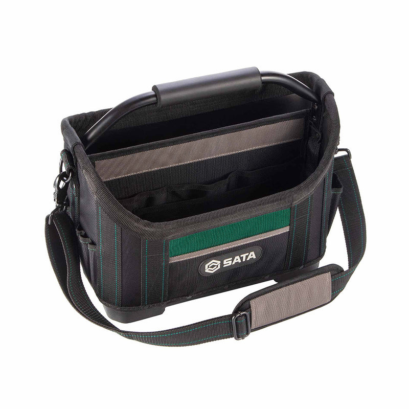 Túi đựng dụng cụ miệng mở SATA 95191 14 inch, vải Oxford chống thấm, 24 ngăn, đế nhựa chịu lực, xách tay & đeo vai.