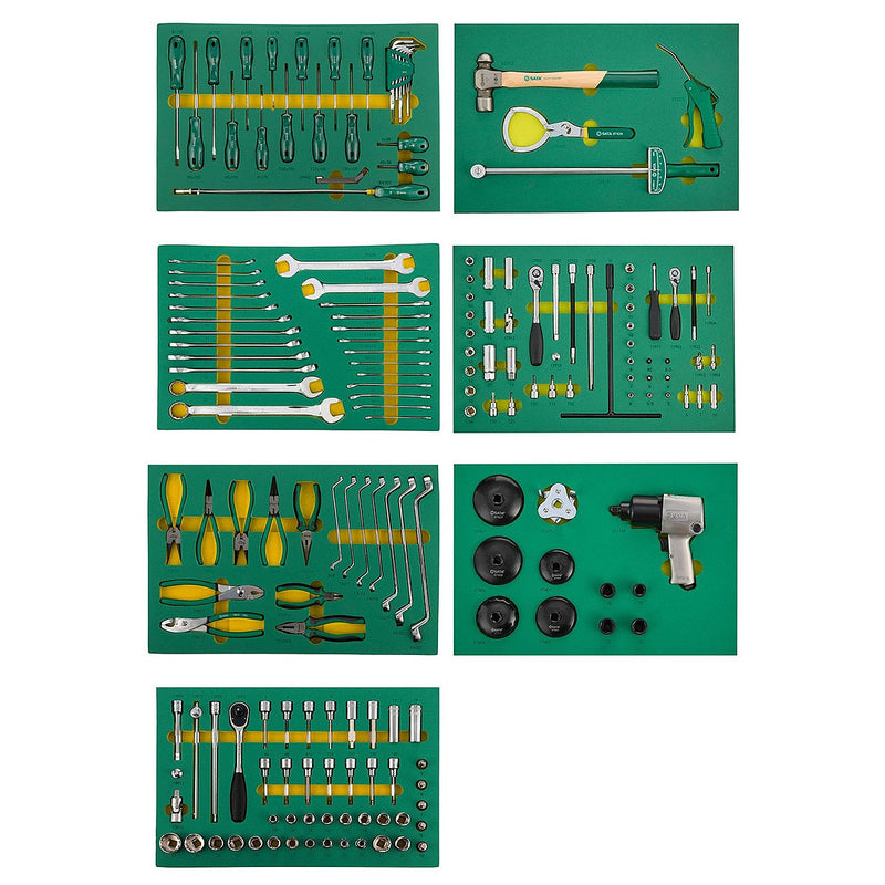 Bộ 7 khay dụng cụ SATA 171 chi tiết 95207S, dụng cụ sửa chữa tổng hợp, thép Cr-V, khay EVA.