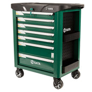 Tủ dụng cụ 7 ngăn SATA 95207 màu xanh lá, kích thước 805x490x1000mm, tải trọng 300kg, bánh xe chịu tải nặng, khóa trung tâm.