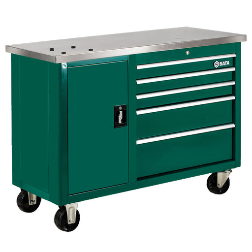 Tủ dụng cụ 5 ngăn kèm bàn làm việc Inox SATA 95208: Lưu trữ, thao tác, di chuyển chuyên nghiệp.