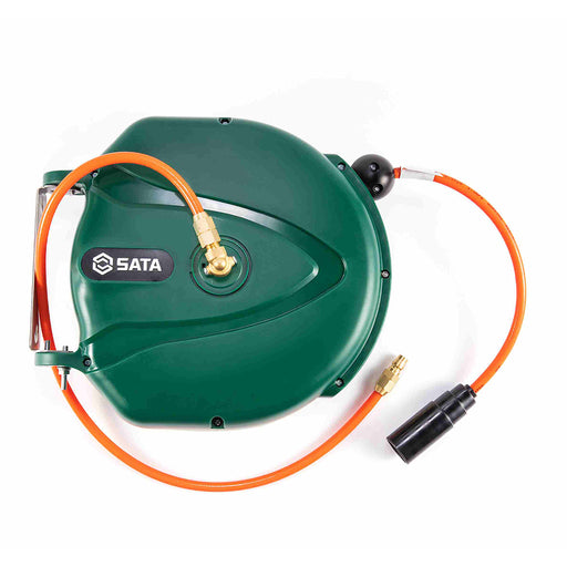Cuộn dây hơi tự rút SATA 10m-15m, tối ưu không gian làm việc, thu hồi nhanh chóng.