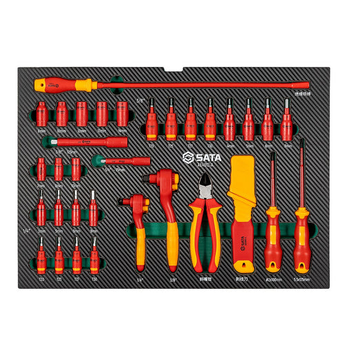 Bộ 39 chi tiết dụng cụ sửa chữa xe điện SATA AE4012 cách điện 1000V chuyên dụng.