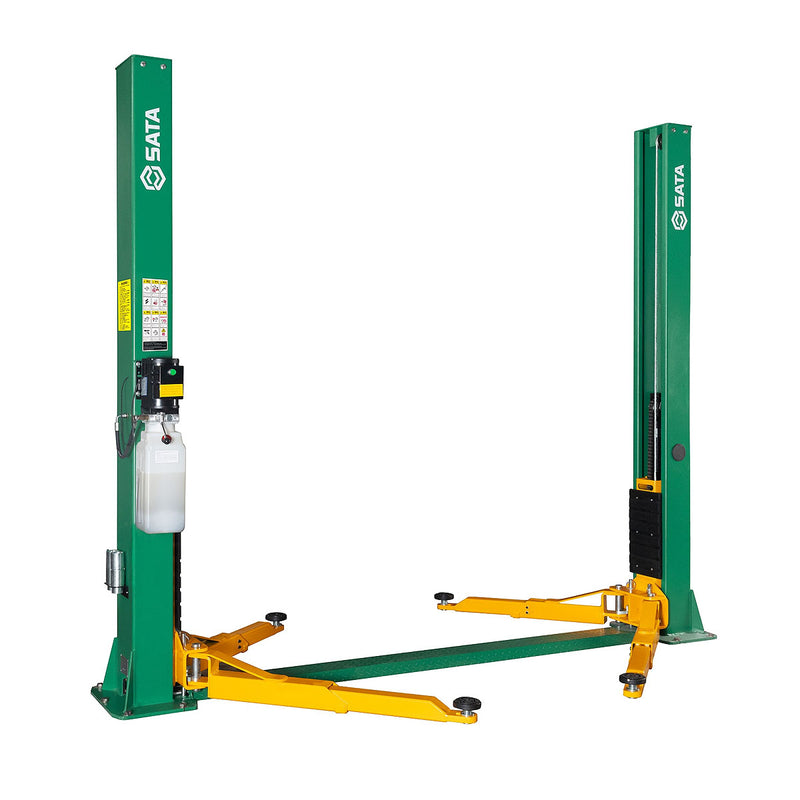 Cẩu nâng 2 trụ không có cổng xe ô tô SATA, tải trọng 4 tấn, đế nâng dạng chữ V, thao tác thủ công, dùng điện 220V và 380V