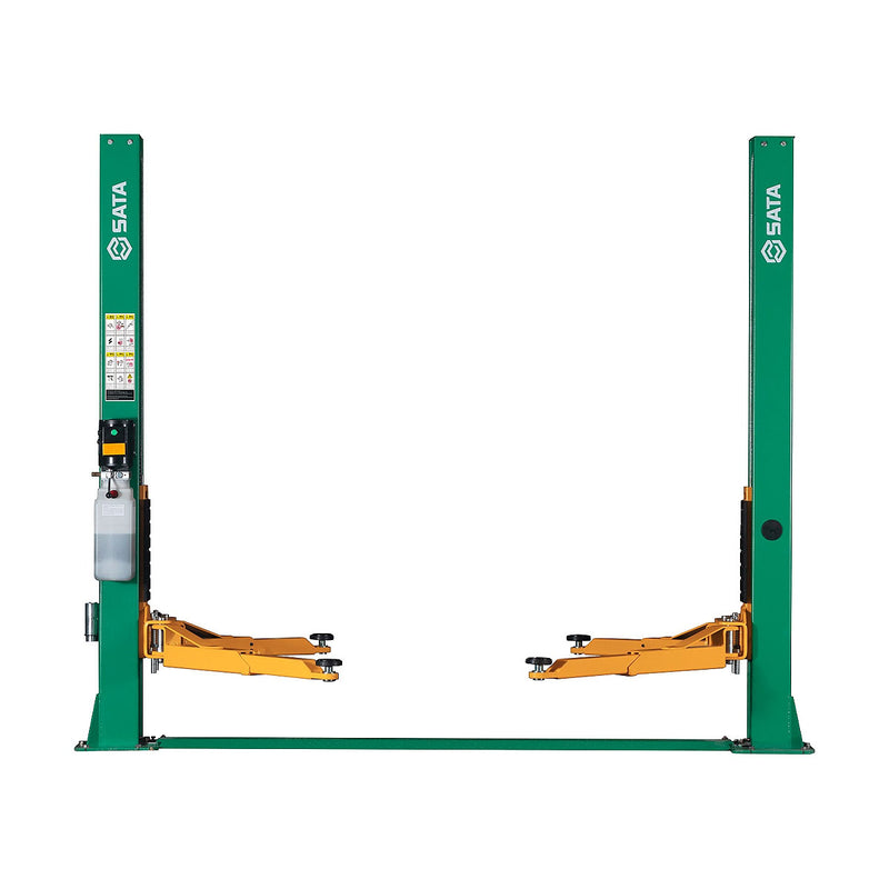 Cẩu nâng 2 trụ không có cổng xe ô tô SATA, tải trọng 4 tấn, đế nâng dạng chữ V, thao tác thủ công, dùng điện 220V và 380V