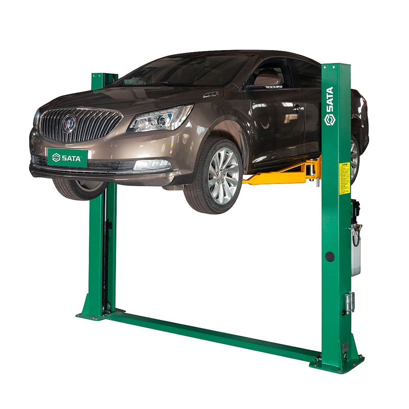 Cẩu nâng 2 trụ không có cổng xe ô tô SATA, tải trọng 4 tấn, đế nâng dạng chữ V, thao tác thủ công, dùng điện 220V và 380V
