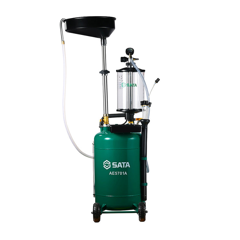 Máy thu dầu thừa SATA AE5701A 70L, máy hút dầu thải khí nén có cốc đo 10L, độ chân không cao, di chuyển dễ dàng