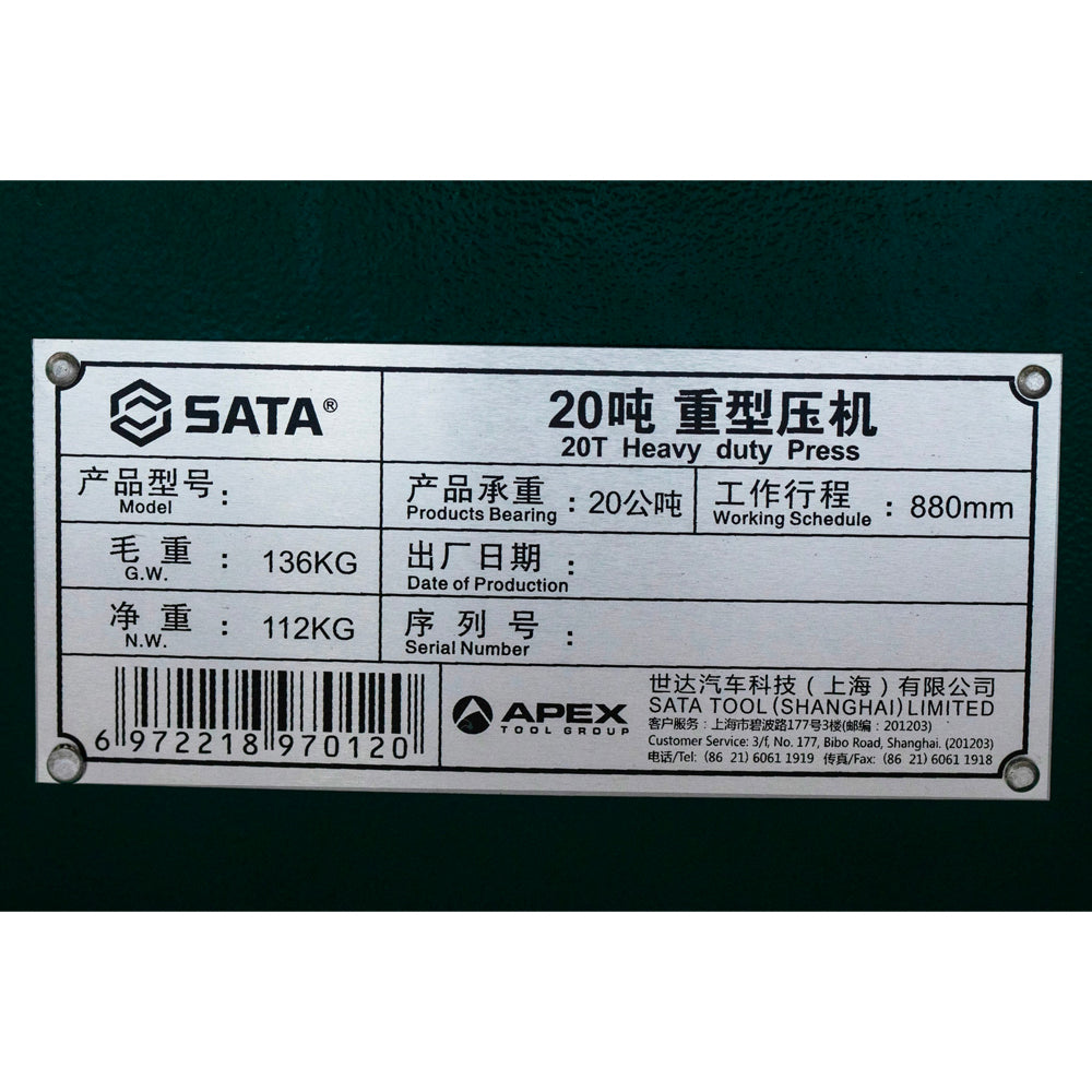 Máy ép thủy lực hạng nặng SATA AE5832 lực ép 20 tấn