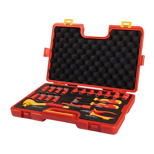 Bộ dụng cụ cách điện 1000V SATA AE9101 VDE 20 chi tiết, chuyên dụng làm việc an toàn điện áp cao.
