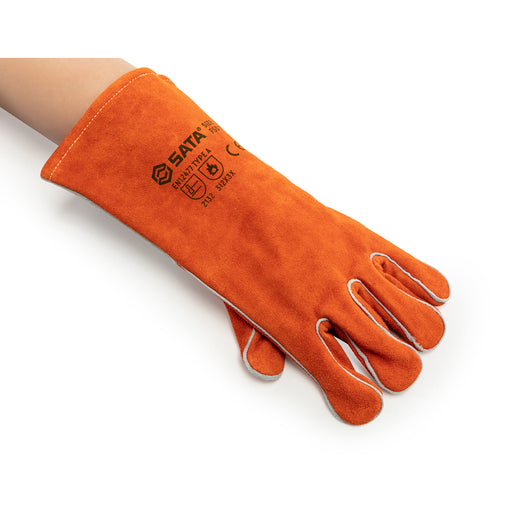 Găng tay bảo hộ hàn SATA FS0105 da bò cách nhiệt chống cháy, EN388 EN407