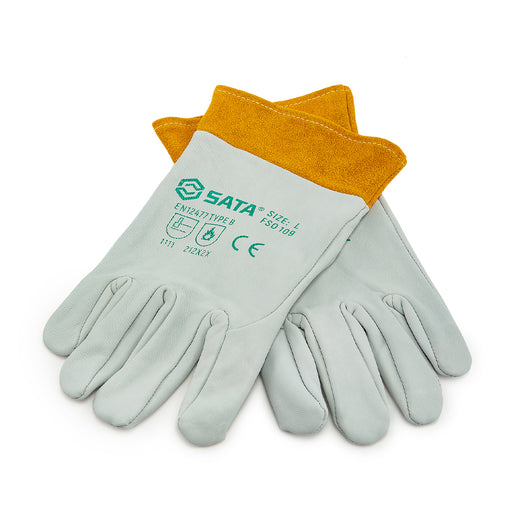 Găng tay bảo hộ hàn TIG SATA FS0109 da cừu chịu nhiệt, chống tia lửa, thoải mái, linh hoạt, bền bỉ, giặt được.