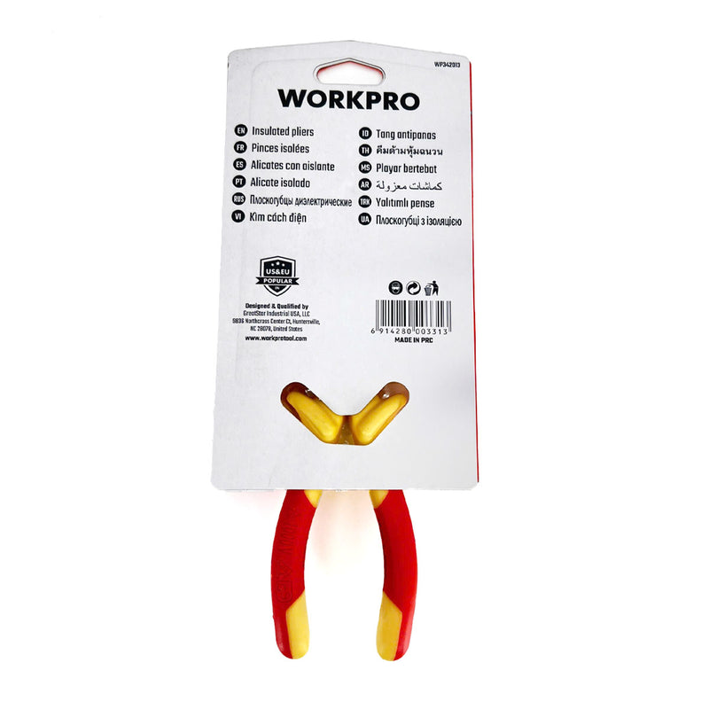 Kìm nhọn cách điện 1000V chuẩn VDE, thép CR-V Workpro